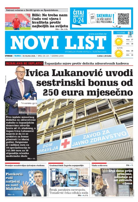 Novi list, 29. rujna 2026.