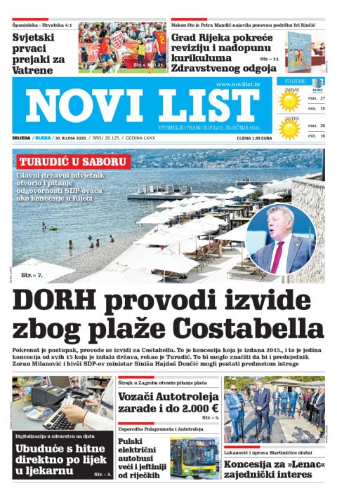 Novi list, 30. rujna 2026.