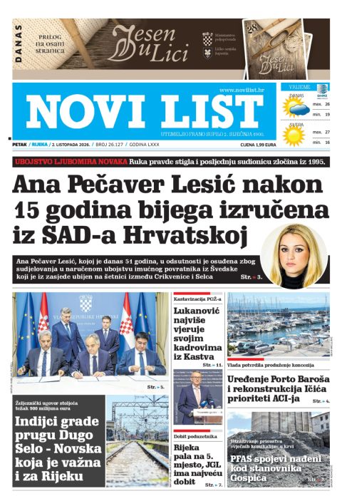 Novi list, 2. listopada 2026.