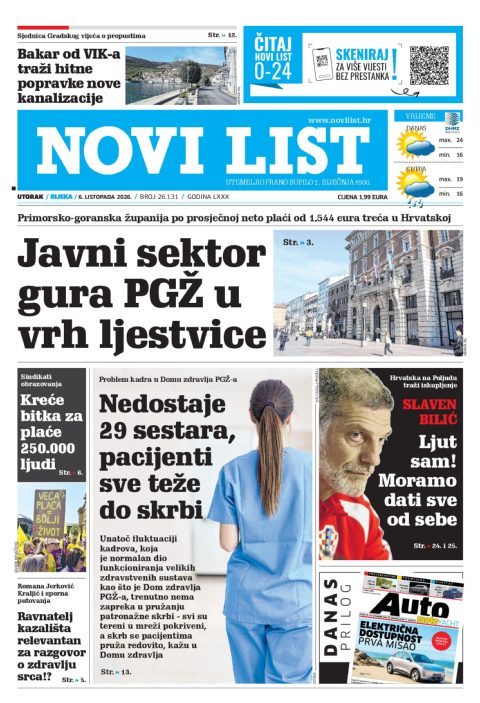 Naslovnica Novog lista od 6. listopada 2026.