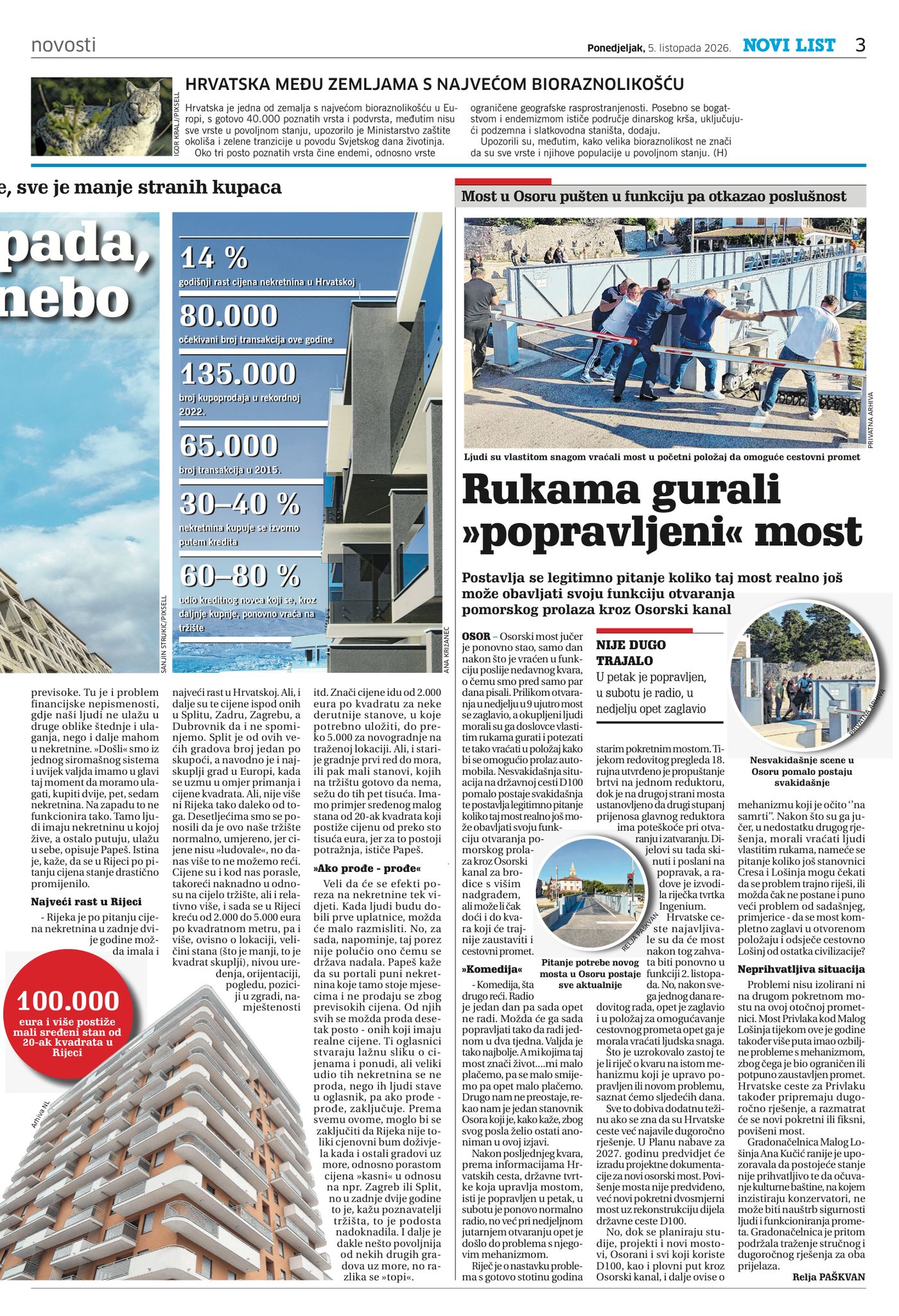 Stranica 3 Novog lista.